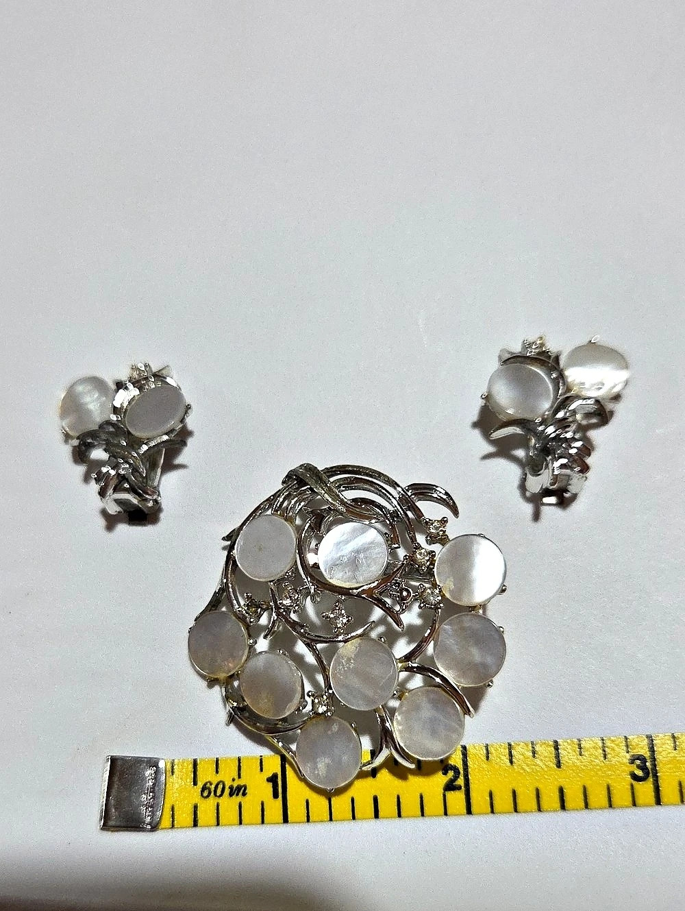 Mother of Pearl Brooch & Earrings Set